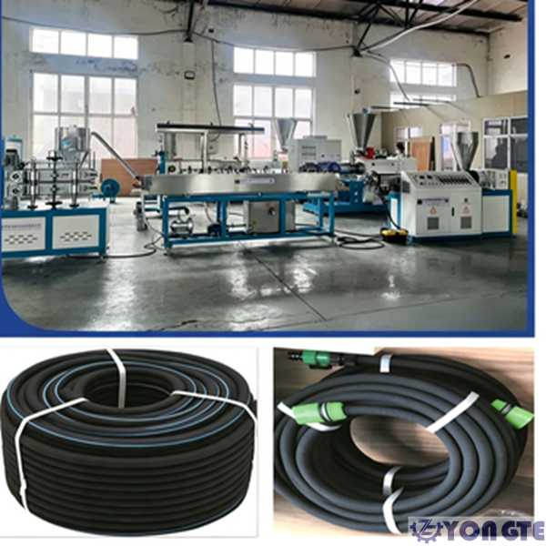 Teste de aceitação da linha de produção de tubos de infiltração de borracha para cliente indiano